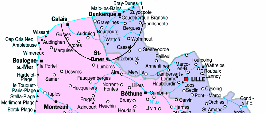 Carte region Nord Pas-de-Calais